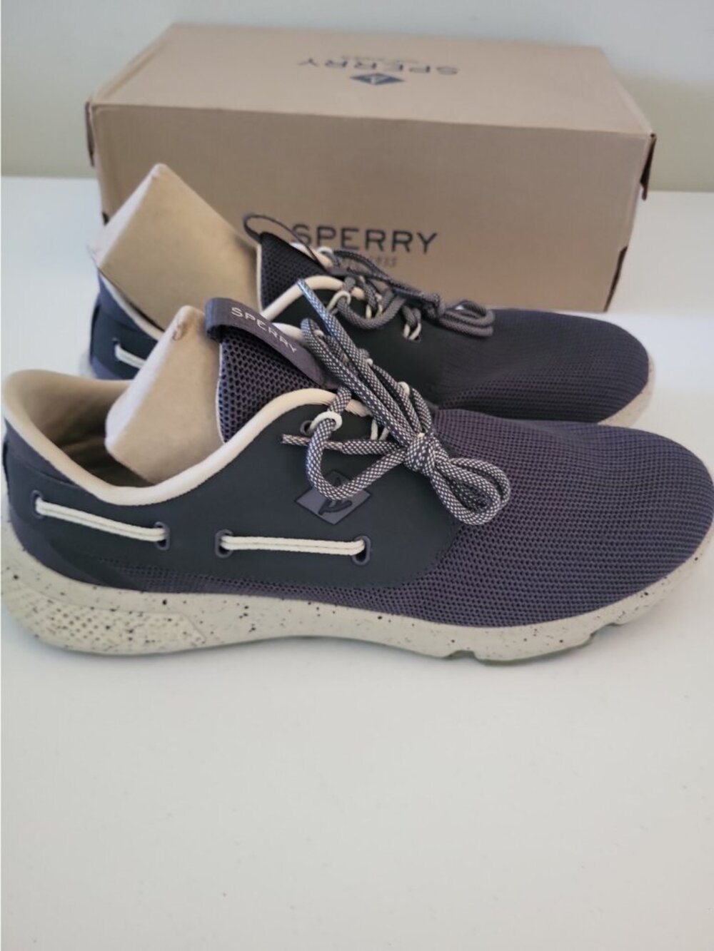 Men's Sperry 7 Seas 3-Eye Boating Boat Loafers Slip-On Driving Shoes Grey Size 8